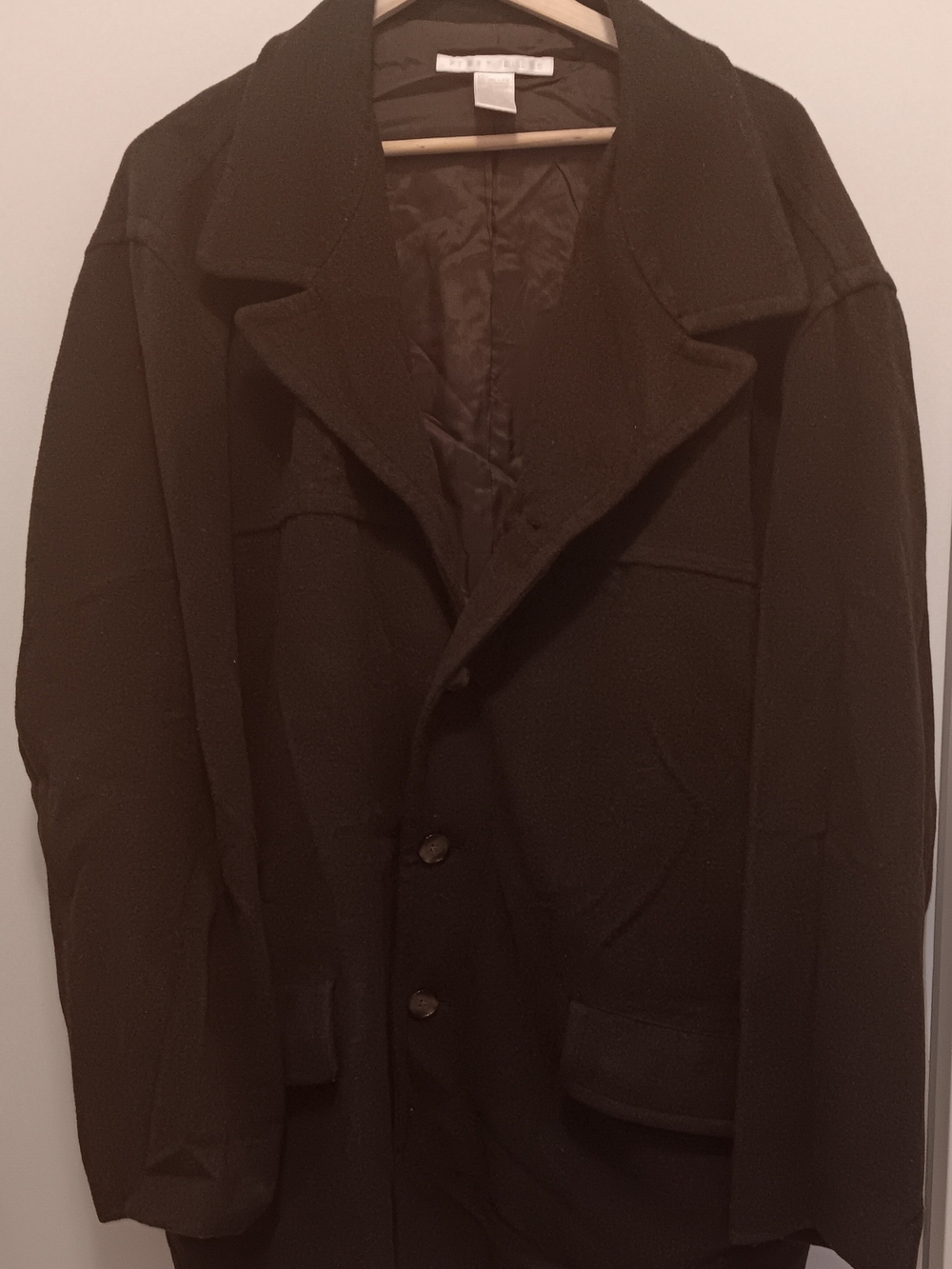 Perry Ellis Men's Black Wool Pea Coat